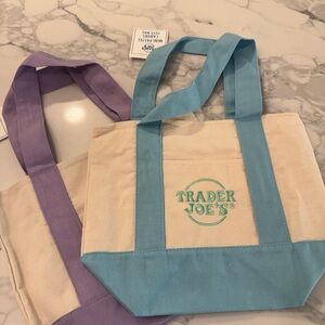 Trader Joe’s Mini Tote Bags - Purple & Blue Set of Two Bags